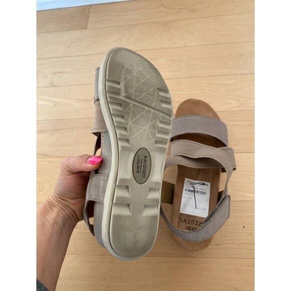 EARTH Origins Women's "Careen" Flexible Wedge Sandals sz 7 Open Toe Leather - Picture 6 of 7